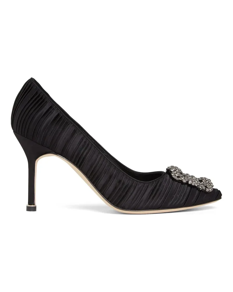 Manolo Blahnik Hangisi 90 Falten -Satinpumpen Black