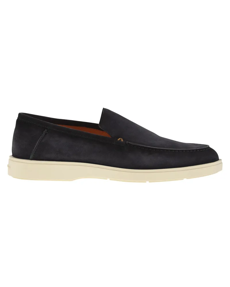 Santoni Suede Moccasin Blue
