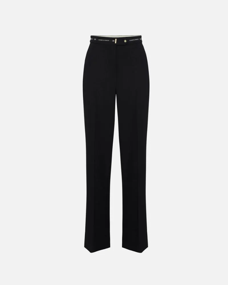Elisabetta Franchi Hosen mit Logo -Klebeband Black