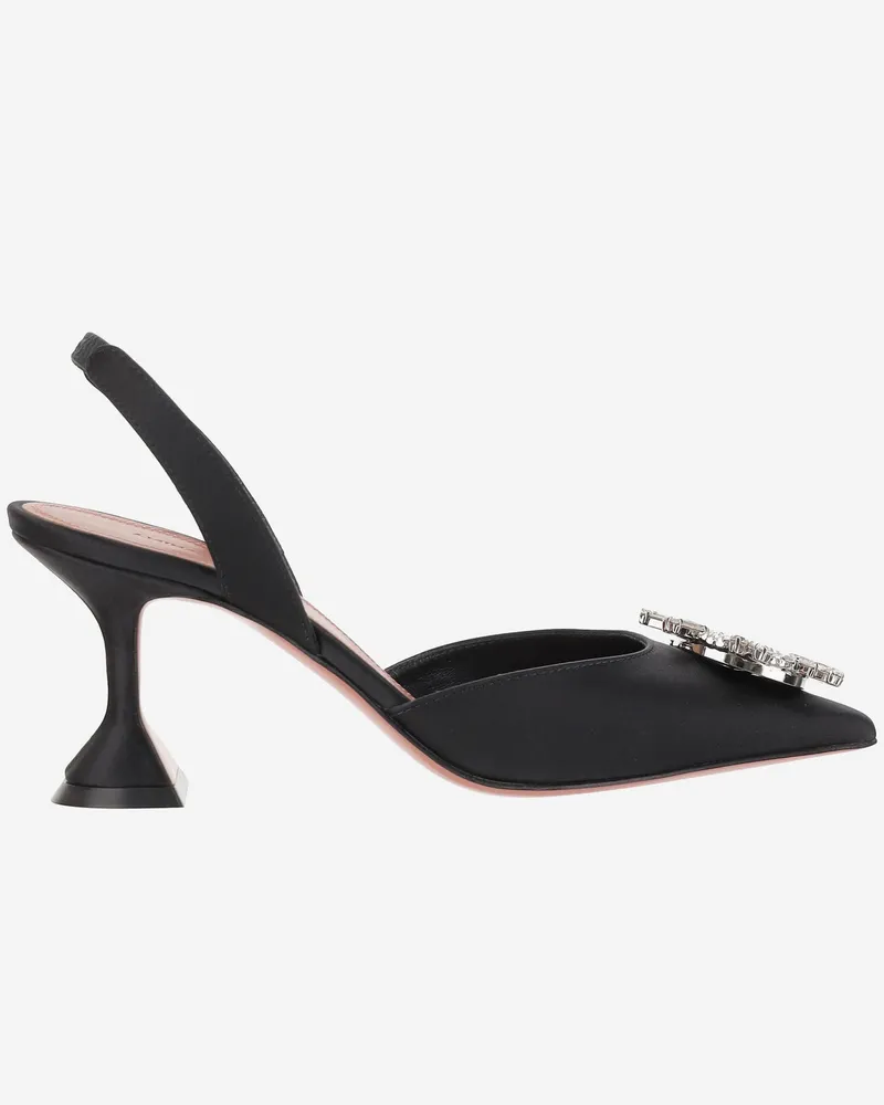 Amina Muaddi Begum Silk Slingback Black