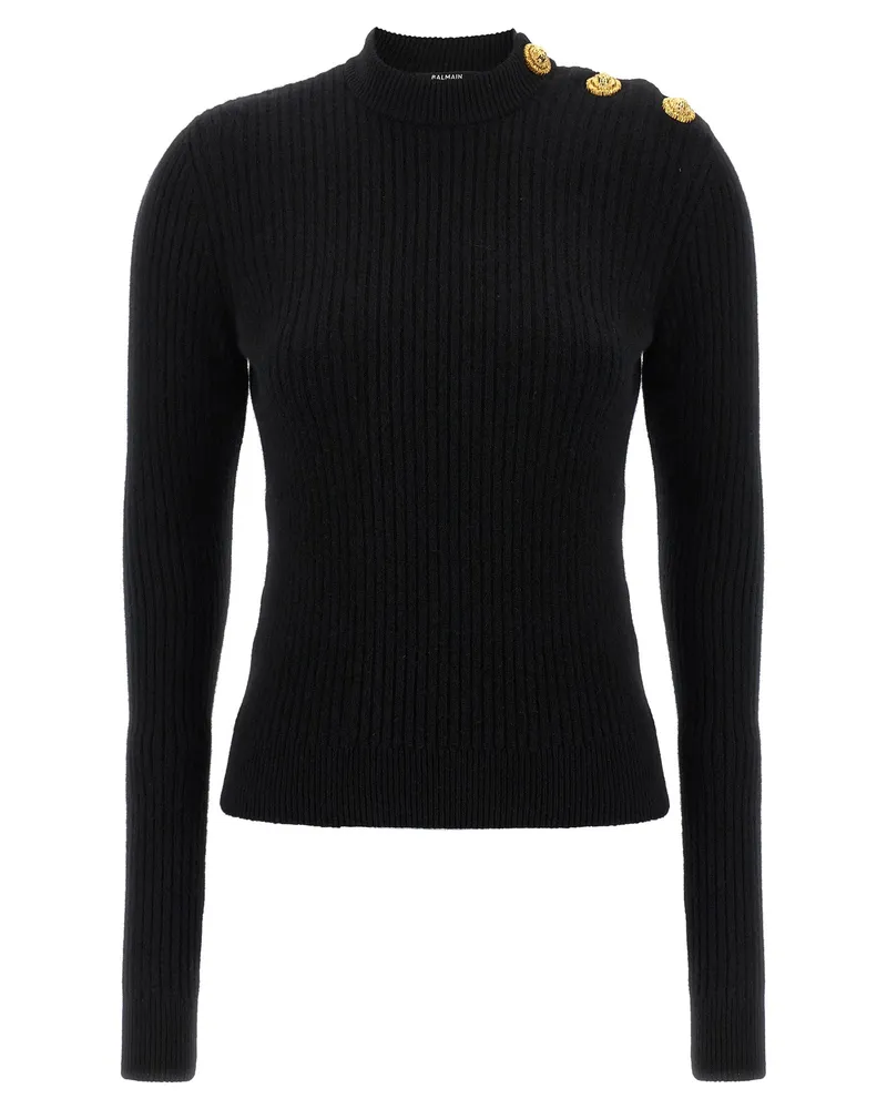 Balmain gerippter Pullover Black