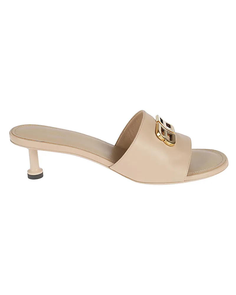 Balenciaga Groupie Leder Maultiere White