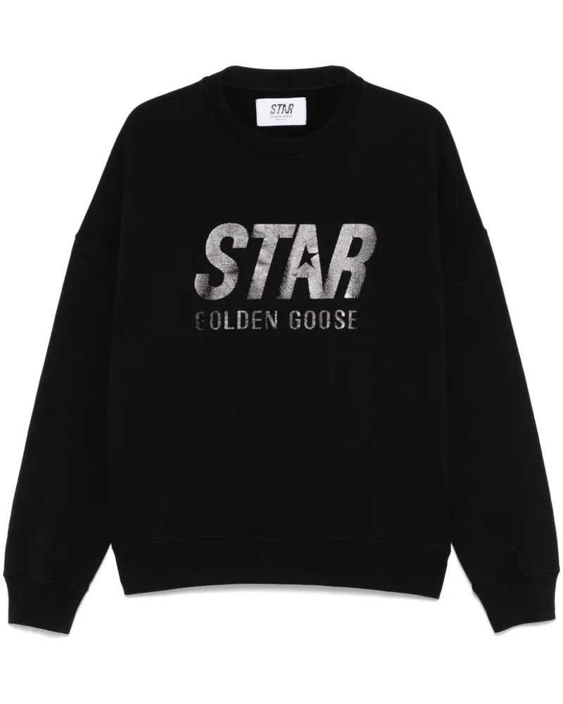 Golden Goose Logo Baumwoll -Sweatshirt Black