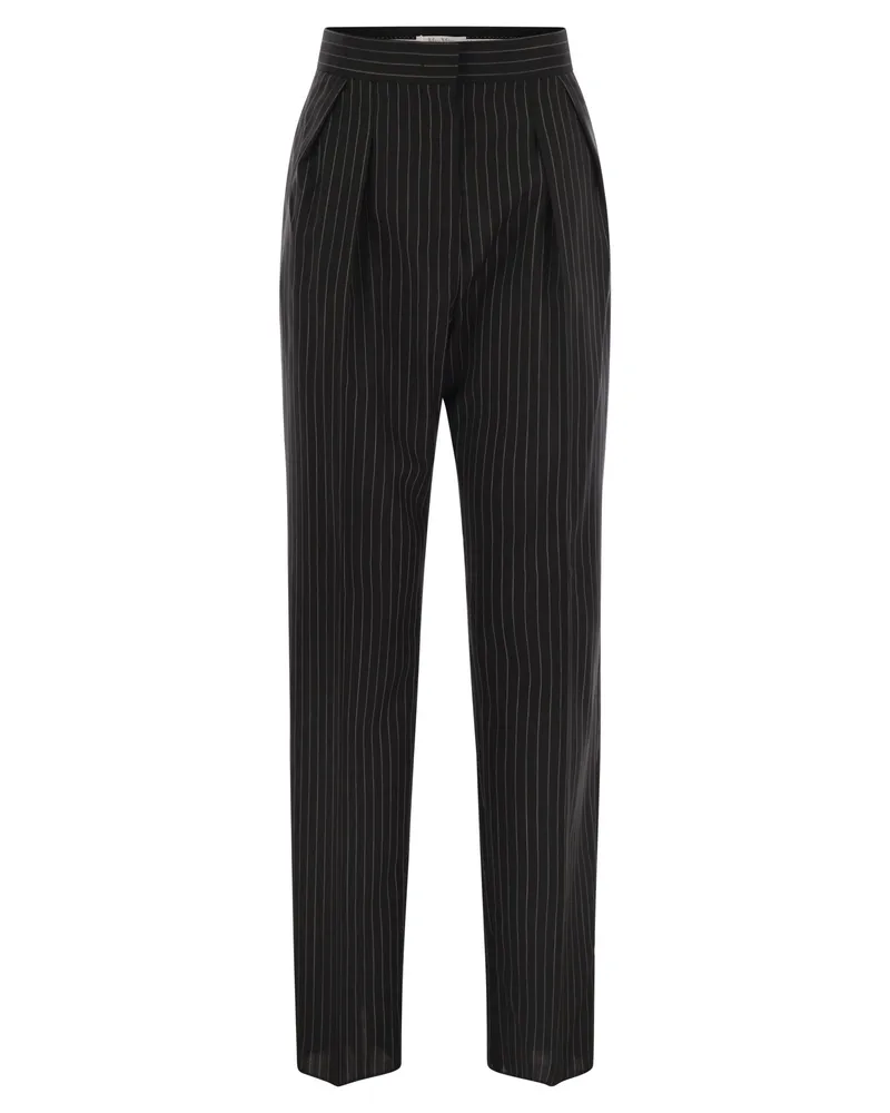 Max Mara Sesamo Karottenhose in Wolltuch Black