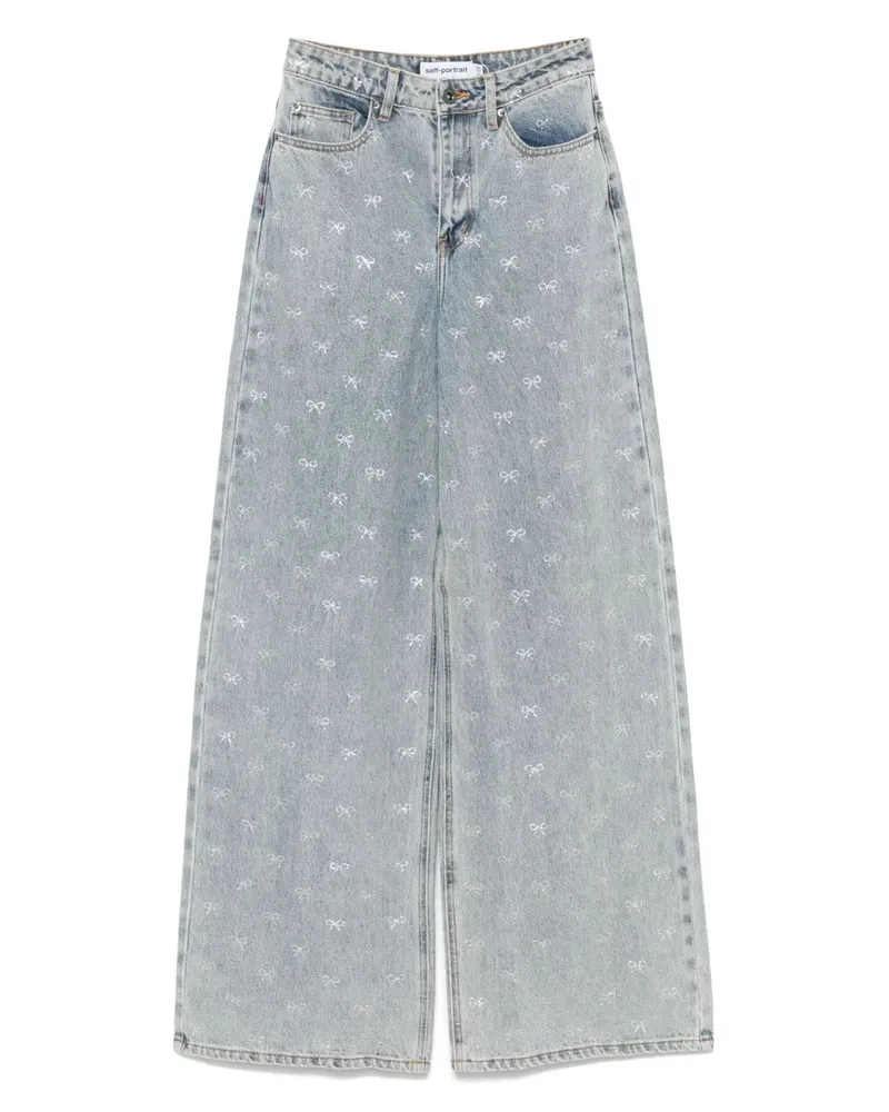 Self-Portrait Selbstporträt Frauen "s Blue Bug Wide Leg Jeans Light