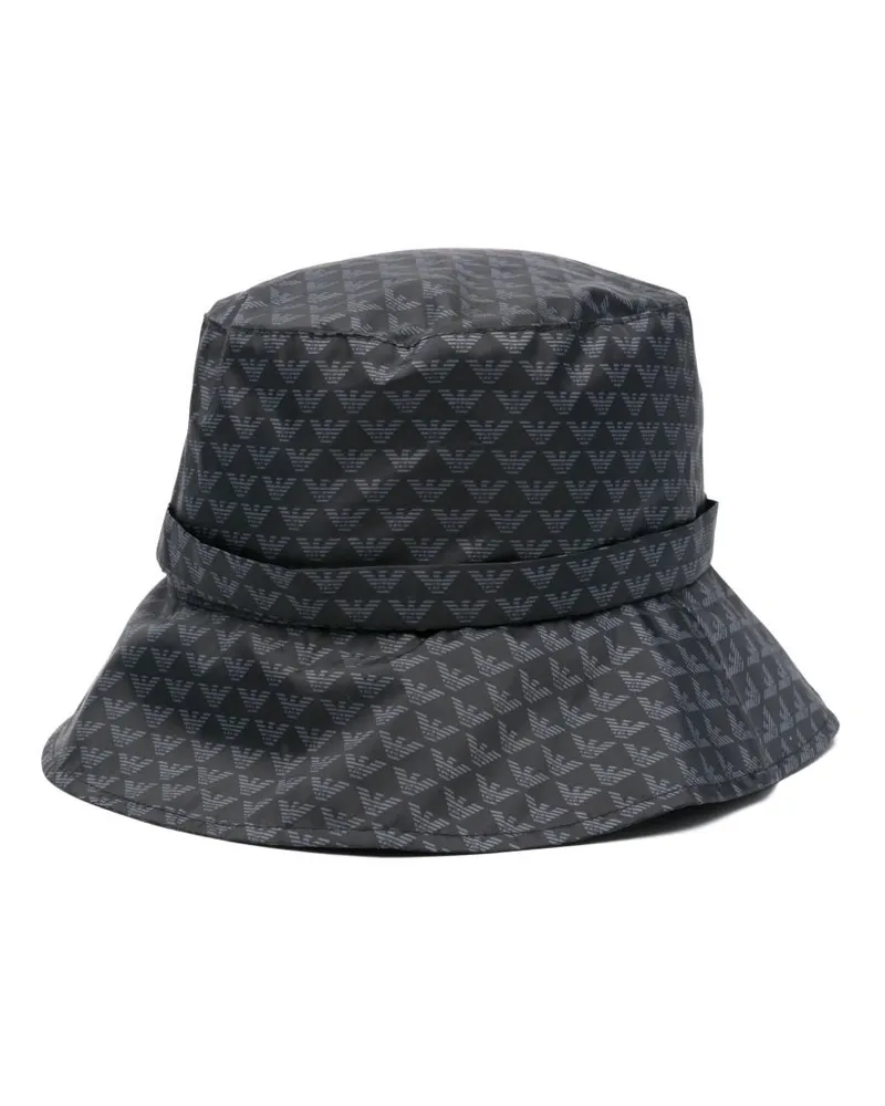 Emporio Armani Allover Logo Eimer Hut Black
