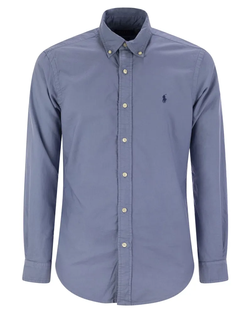Ralph Lauren Custom Fit Kleidungsstück gefärbt Oxford -Hemd gefärbt Light