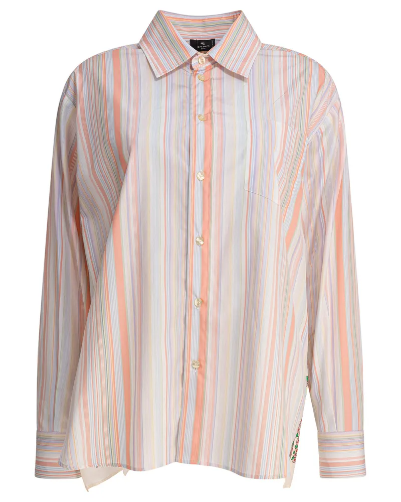 Etro Gestreiftes -Hemd mit Aufdruck auf der Rückseite Pink