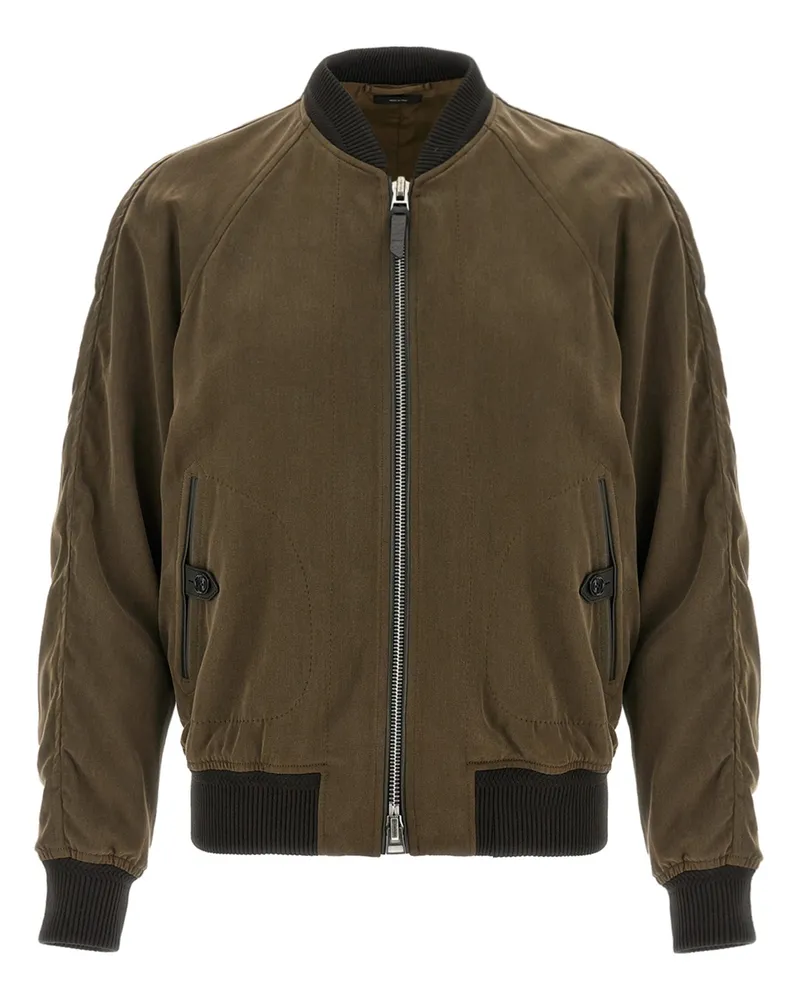 Tom Ford Gabardine Fluid Bomber Jacke Brown