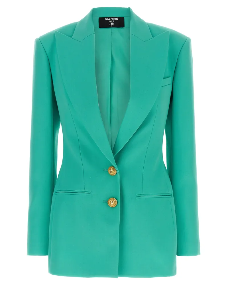 Balmain Double Breasted Blazer mit Logoknöpfen Light