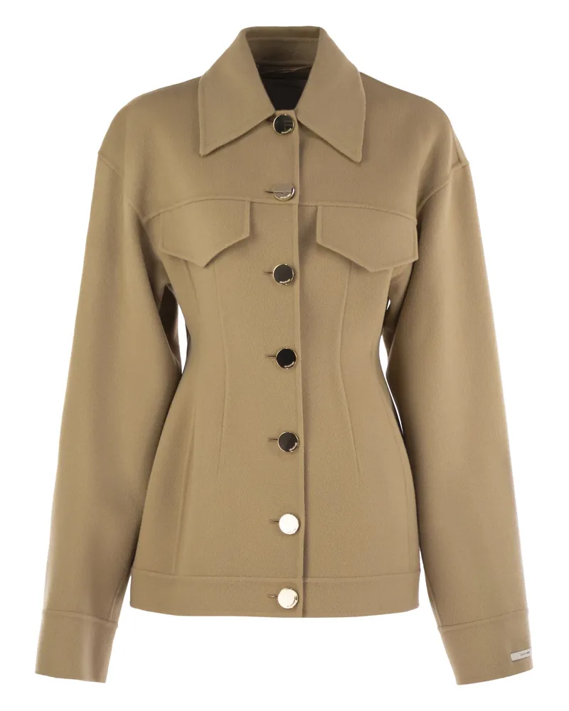 SPORTMAX Egeo eng anliegende Wolle Caban Camel