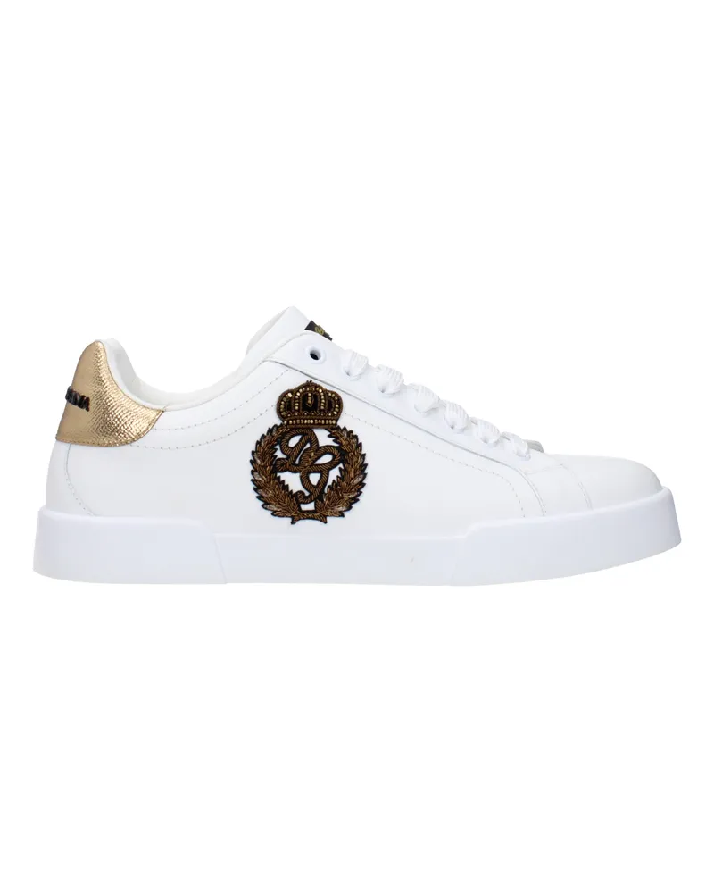 Dolce & Gabbana Dolce&Gabbana Sneakers Portofino Herrens Leder Weiß/Dunkelgold -