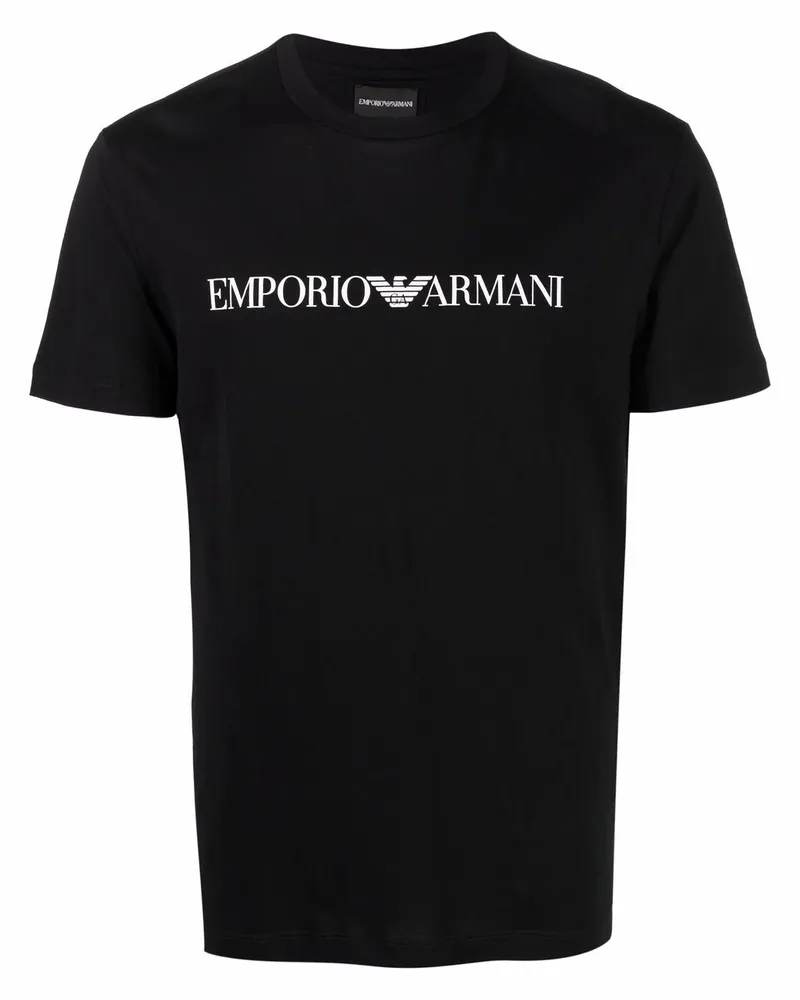 Emporio Armani Logo Baumwoll -T -Shirt Black