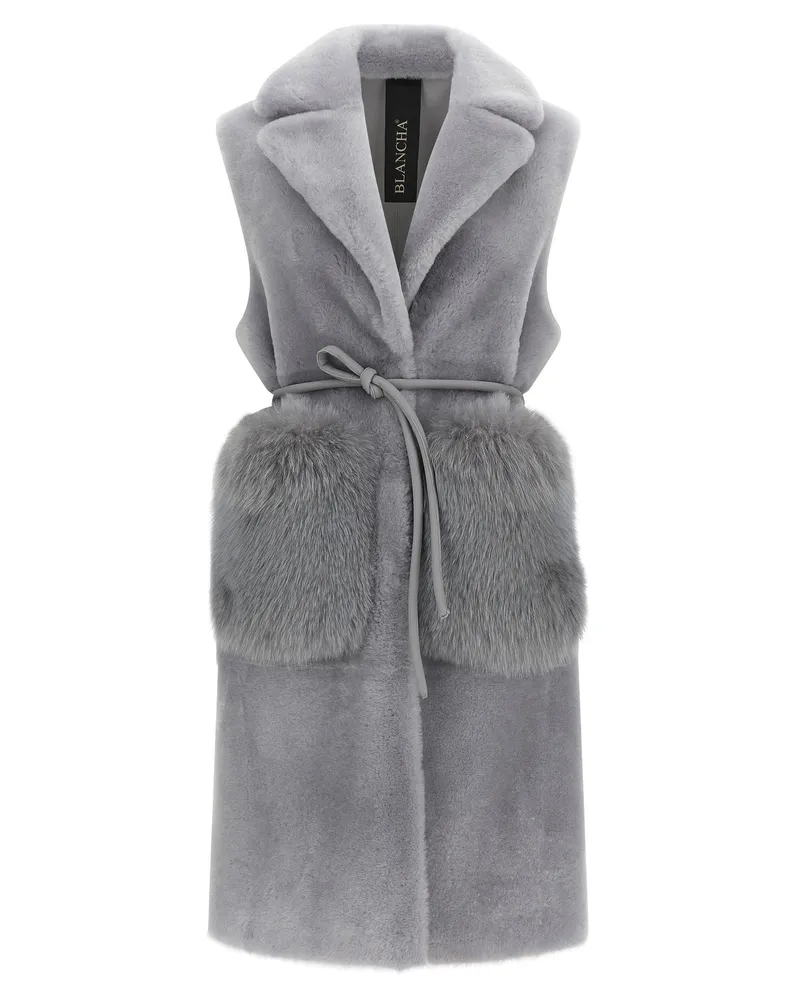 BLANCHA Merino gerade Volpe Shadow' Weste Gray
