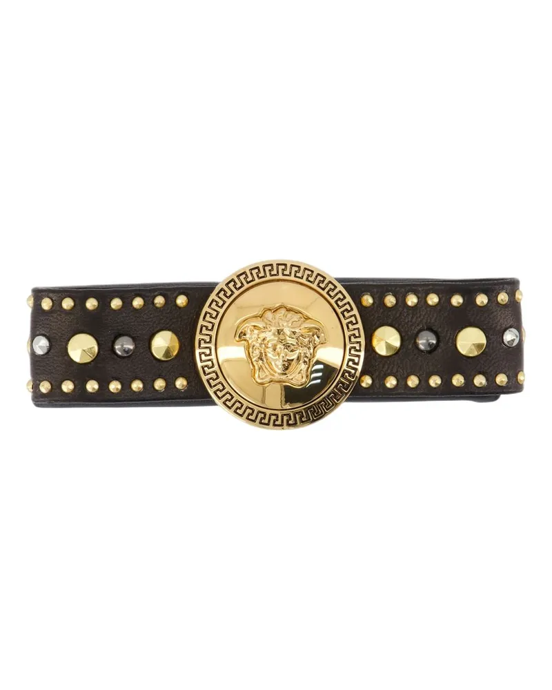 Versace Haarklammern  Leder schwarz Schwarz