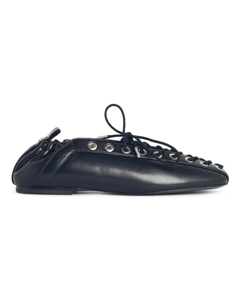 Ganni Schwarze Oleatex-Ballerinas „Lace Up“ von Black