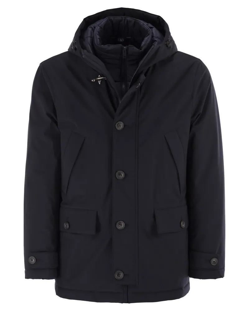 Fay Short Parka in technischer Gabardine Blue