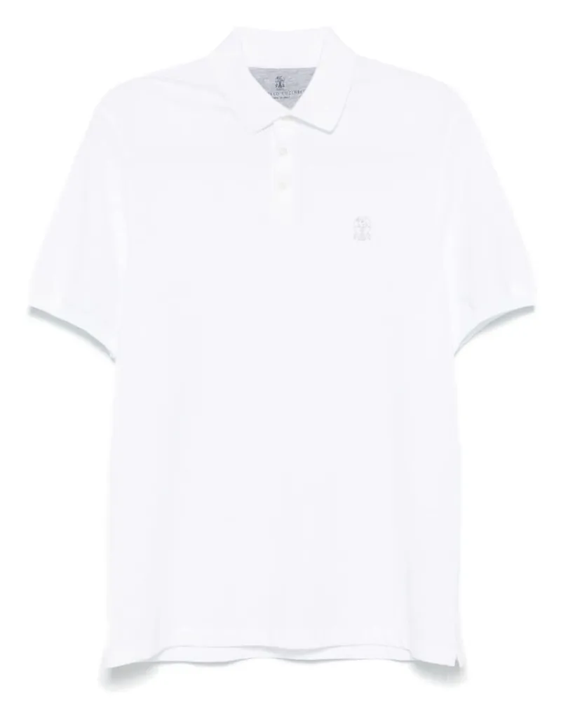 Brunello Cucinelli Logo Baumwoll -Polo -Hemd White