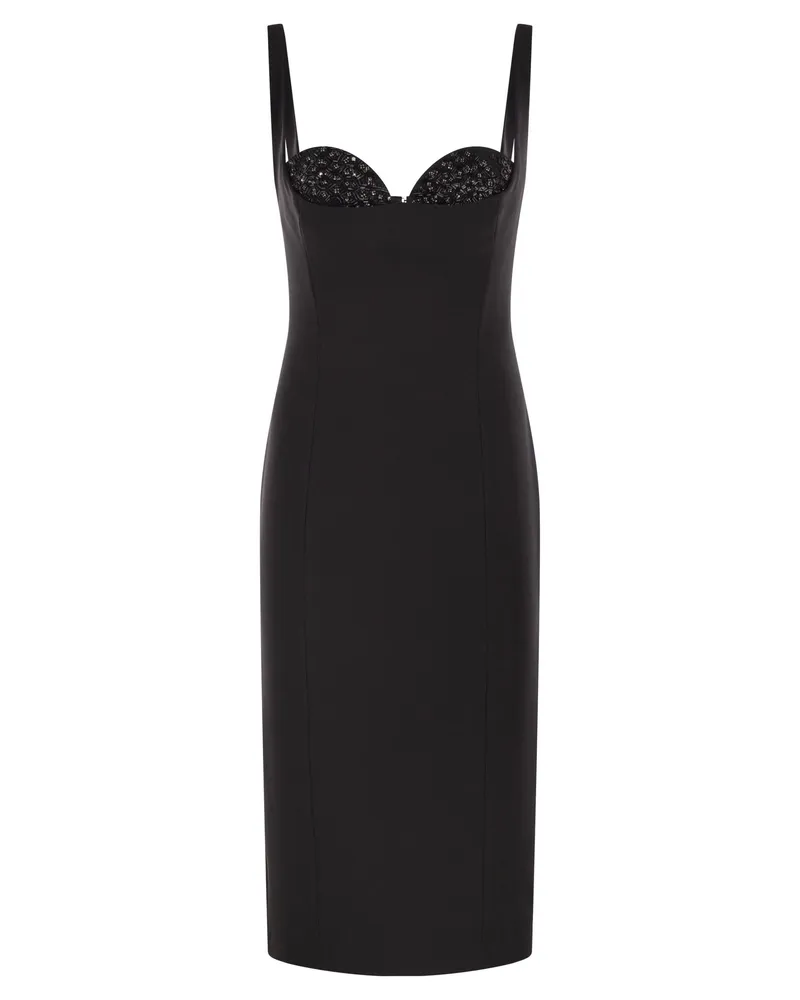 Elisabetta Franchi Kleid aus leichtem Crêpe mit Kristallen Black