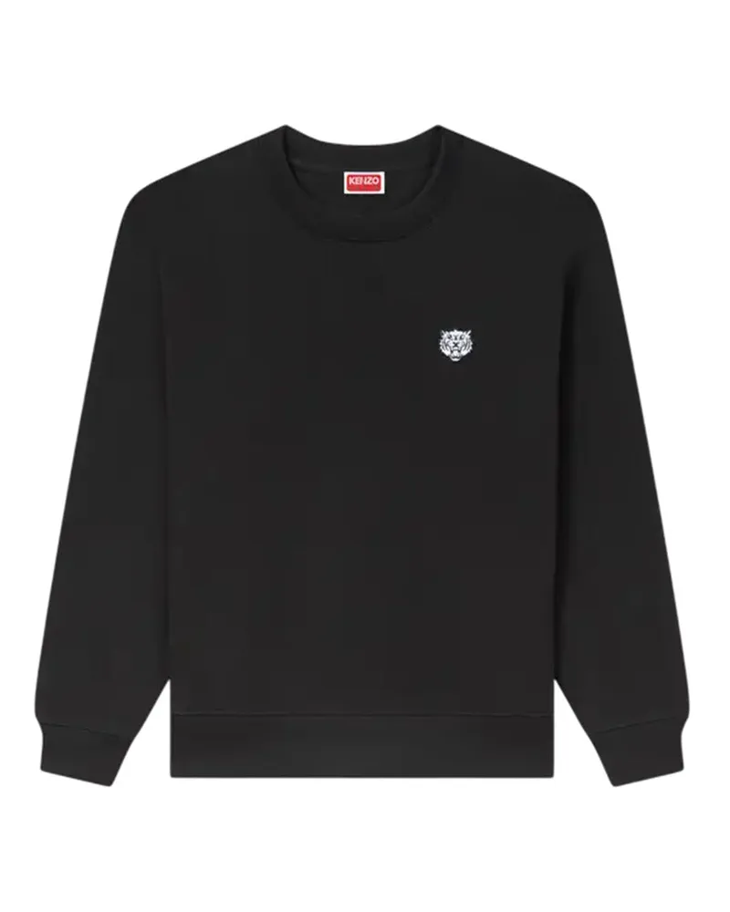 Kenzo Cotton Sweatshirt mit "Kenzo Happy Tiger" -Frost Black