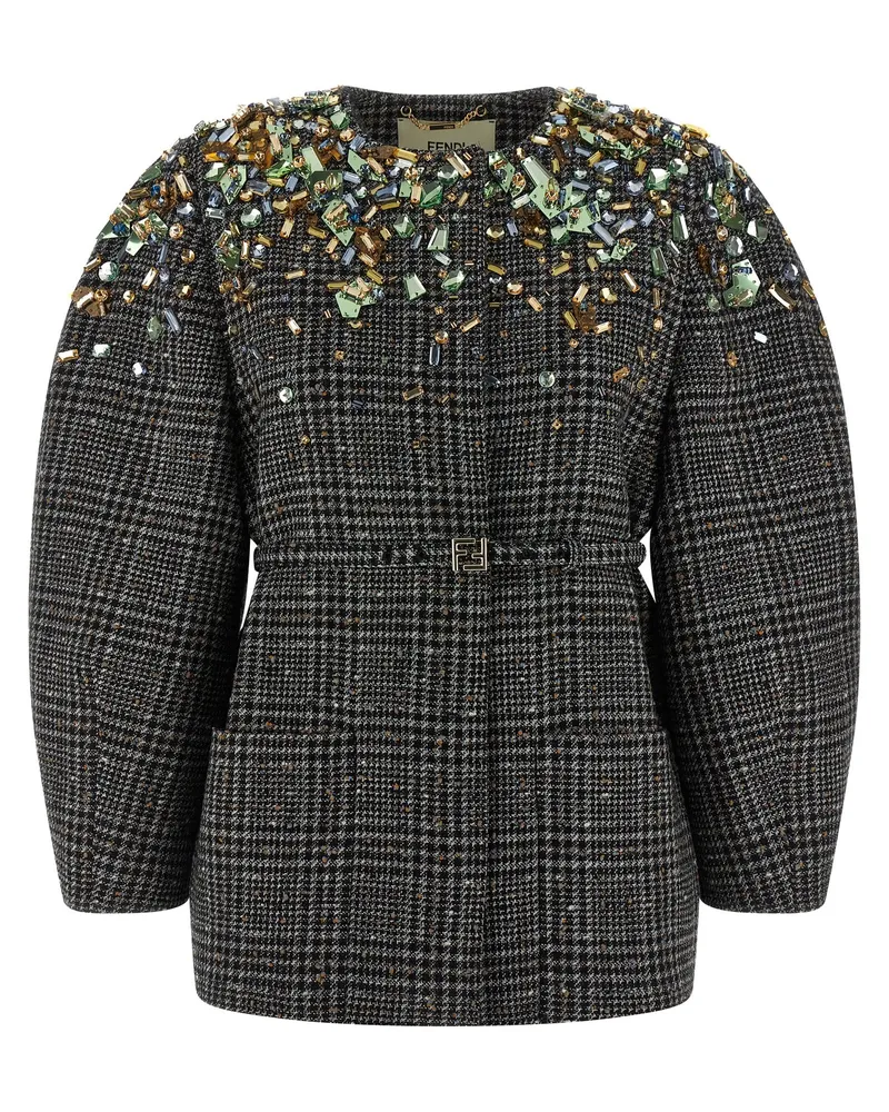 Fendi Tweed Jacke Gray