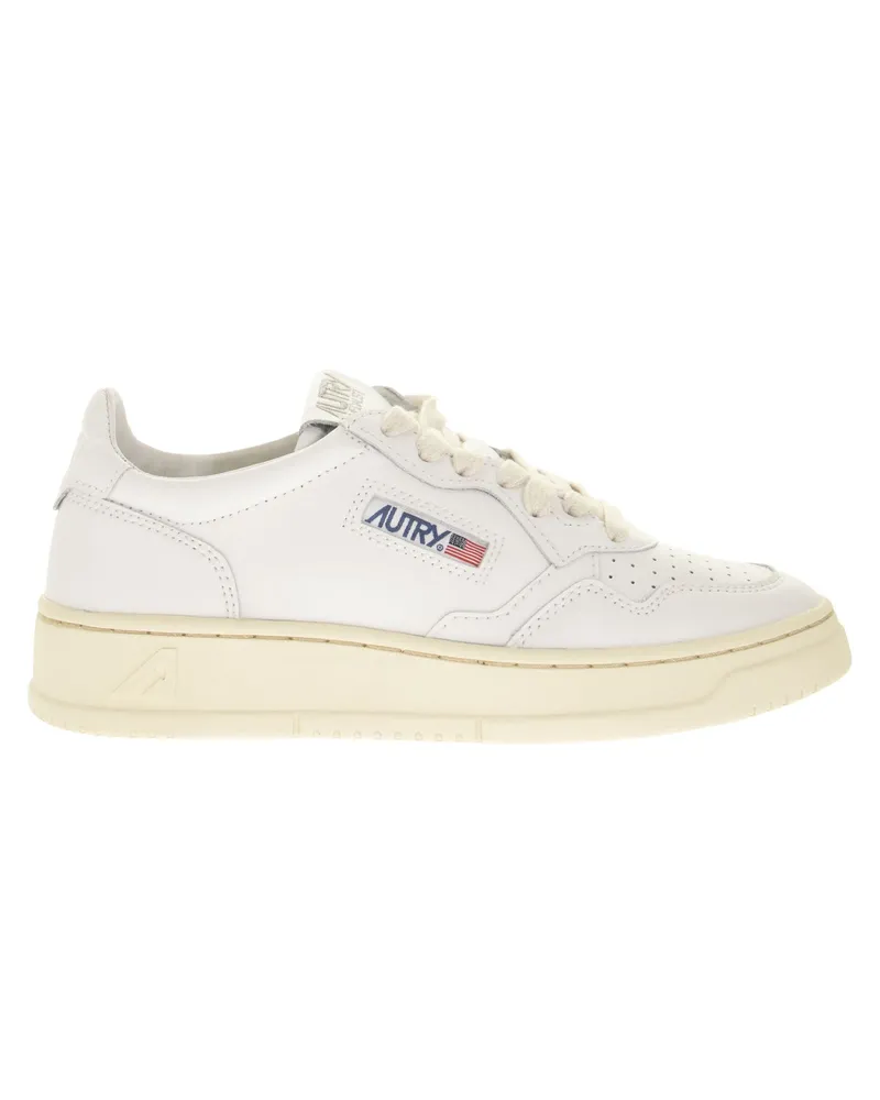 AUTRY Medaillengewinner niedriger Leder -Turnschuhe Weiss