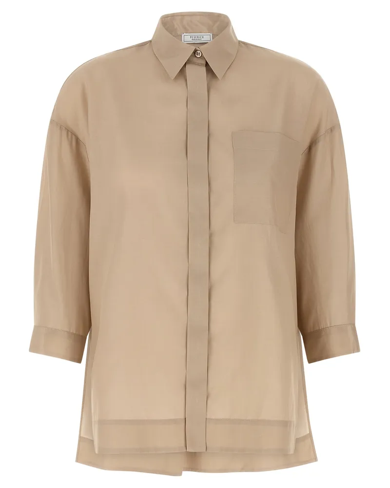 Peserico Asymmetrischer Saumhemd Beige