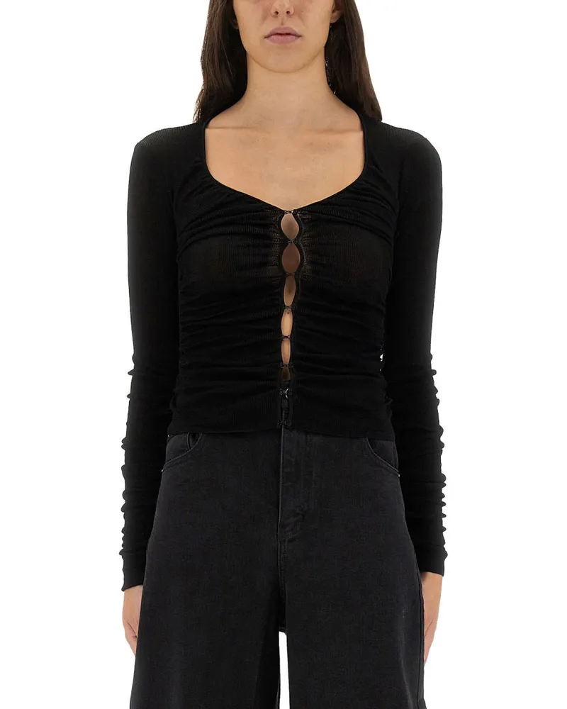 Self-Portrait Viscose Strick -Oberteil Black