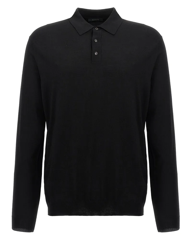 Zanone Wolle Poloshirt Black