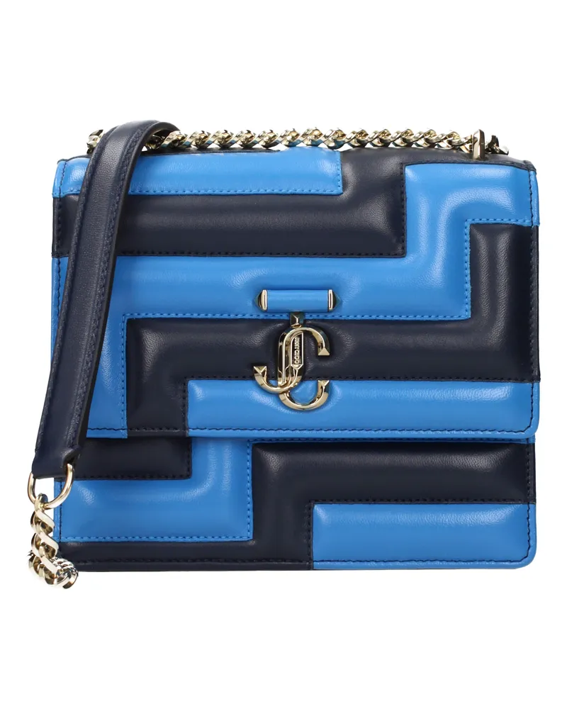 Jimmy Choo Avenue Damens Schultertaschen aus Leder in Blau/Himmelblau -