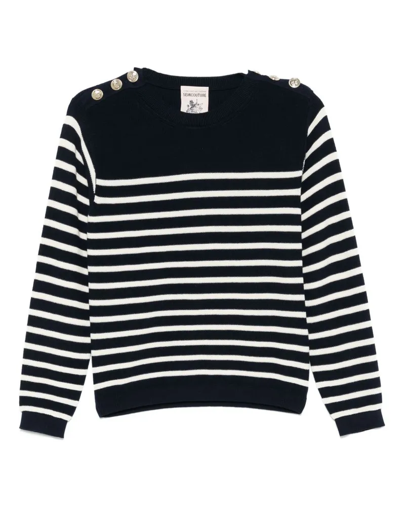 Semicouture Semikouture Perla gestreiftes Baumwollpullover Blue