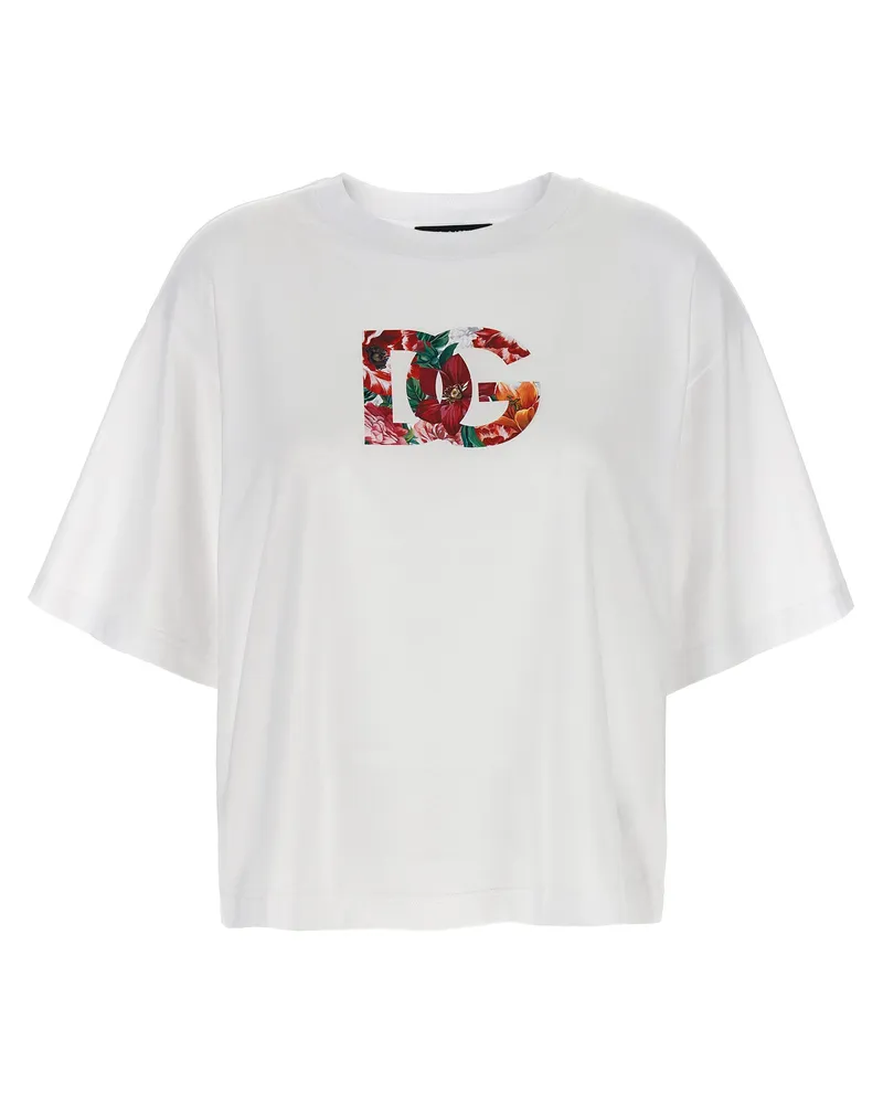 Dolce & Gabbana Floral Logo T -Shirt White