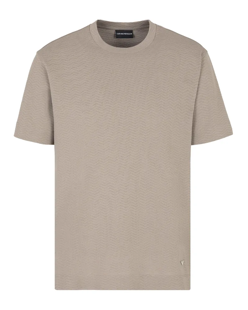 Emporio Armani T -Shirt in Jersey Jacquard Beige Toni