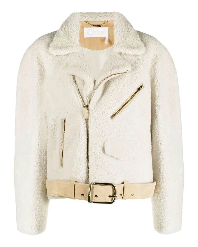 Chloé Faux Fur Jacke Beige