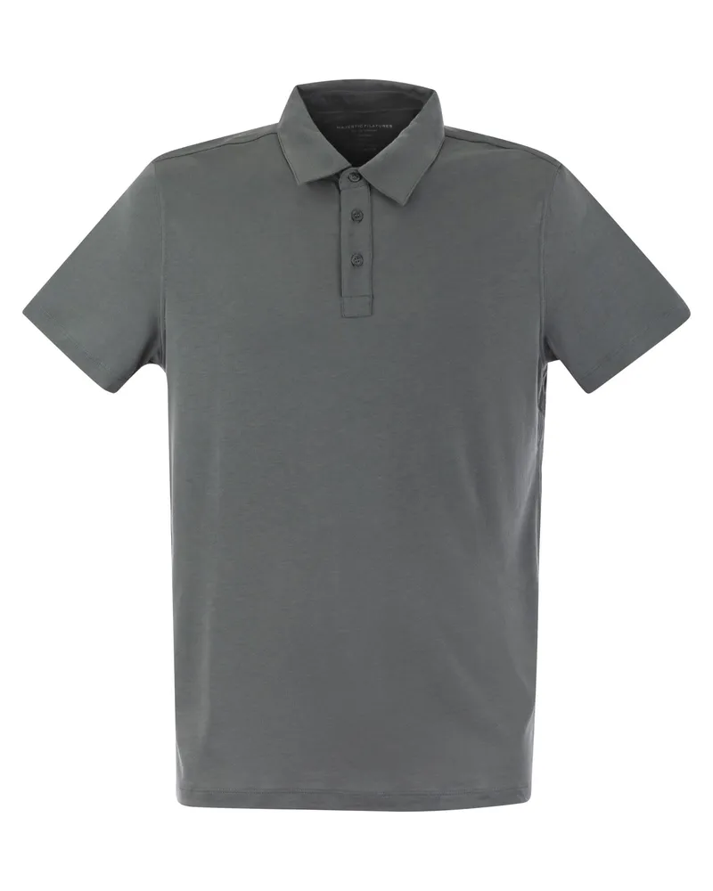 Majestic Majestätisches kurzärärmisches Poloshirt in Lyocell Grey