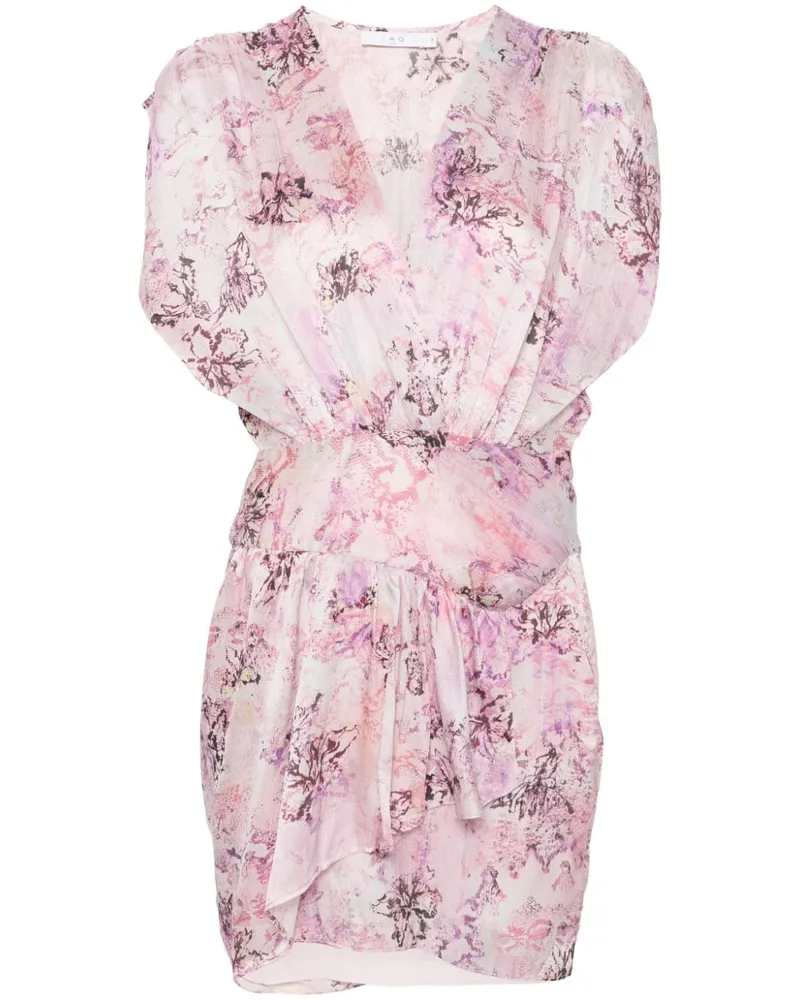 IRO Blumendruck Seide Kurzkleid Pink
