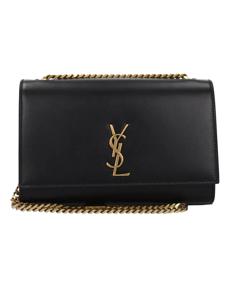 Saint Laurent Kate Damens Umhängetasche aus schwarzem Leder -