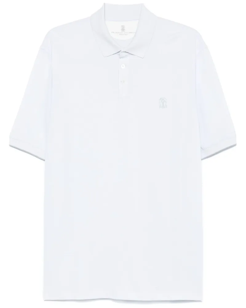 Brunello Cucinelli Logo Baumwoll -Polo -Hemd Clear