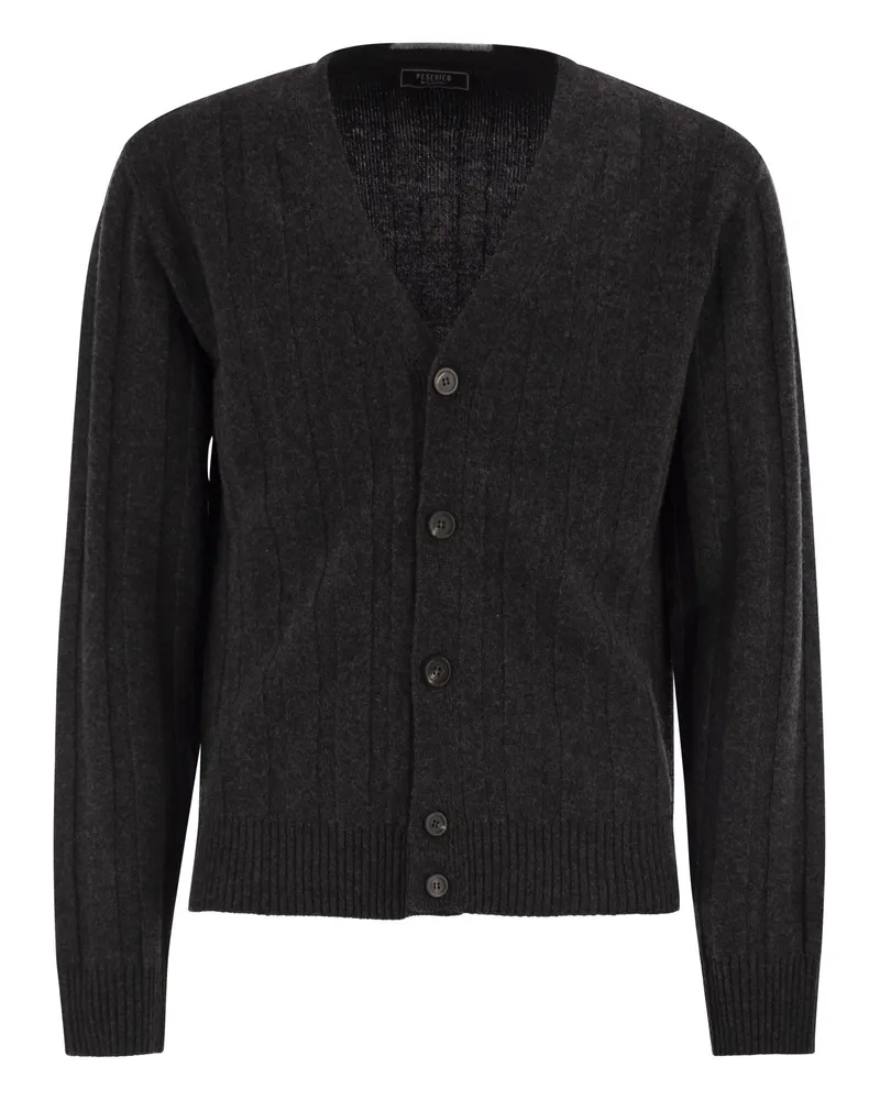 Peserico Wolle und Kaschmir -Strickjacken mit V -Nacken Anthracite