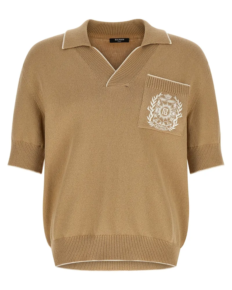Balmain Balmain Stemma' Stickpolohemd Beige