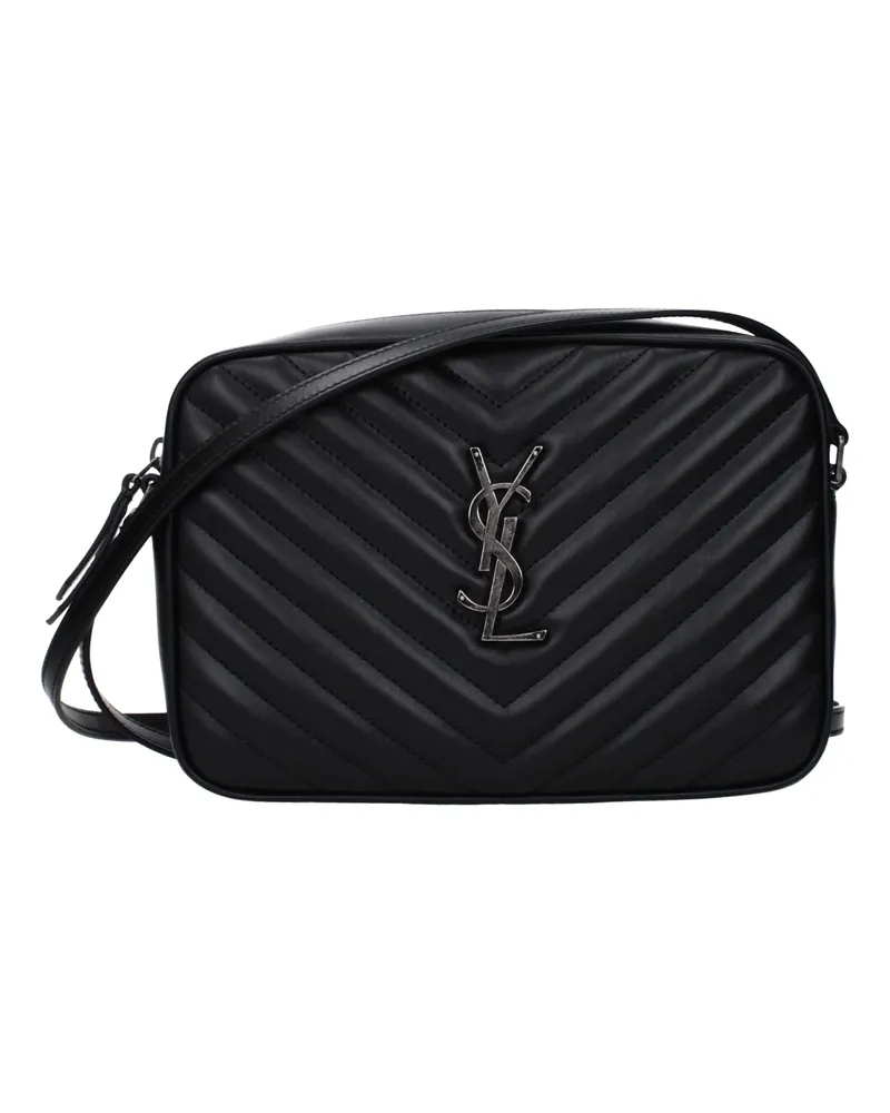 Saint Laurent Lou Donna Umhängetasche aus schwarzem Leder -