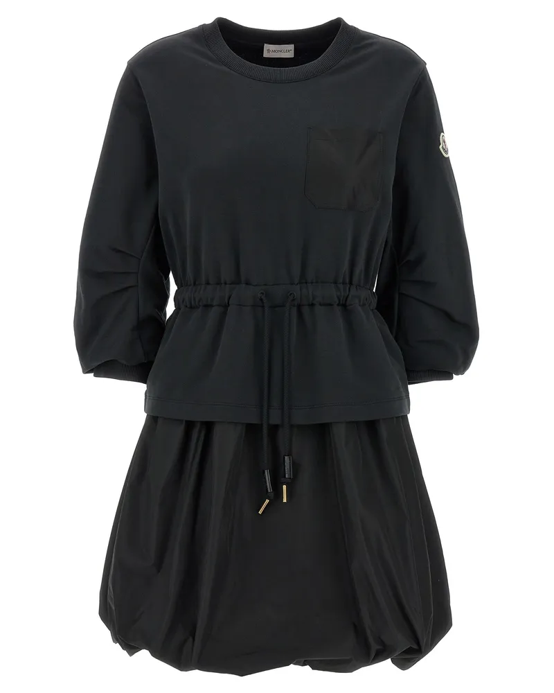 Moncler zwei Materialkleid Black