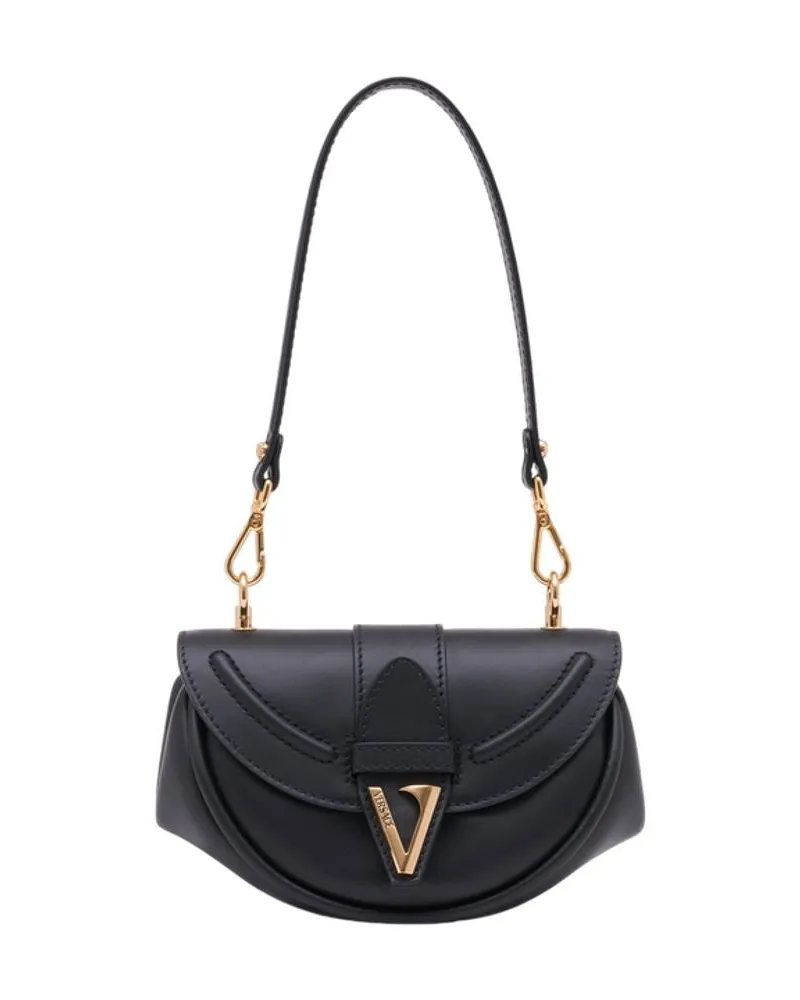 Versace Virtus Kleine Umhängetasche  Leder Schwarz Schwarz