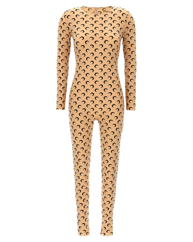 Marine Serre Mond gedruckt' Catsuit Beige