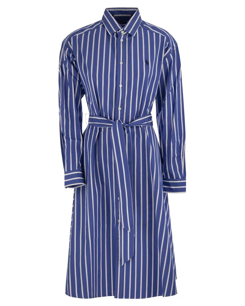 Ralph Lauren Striped Chemisier mit Gürtel Bluette