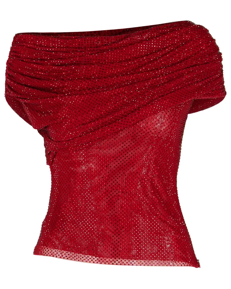 Self-Portrait Selbstporträt-Oberteil aus burgunderfarbenem Polyester Bordeaux