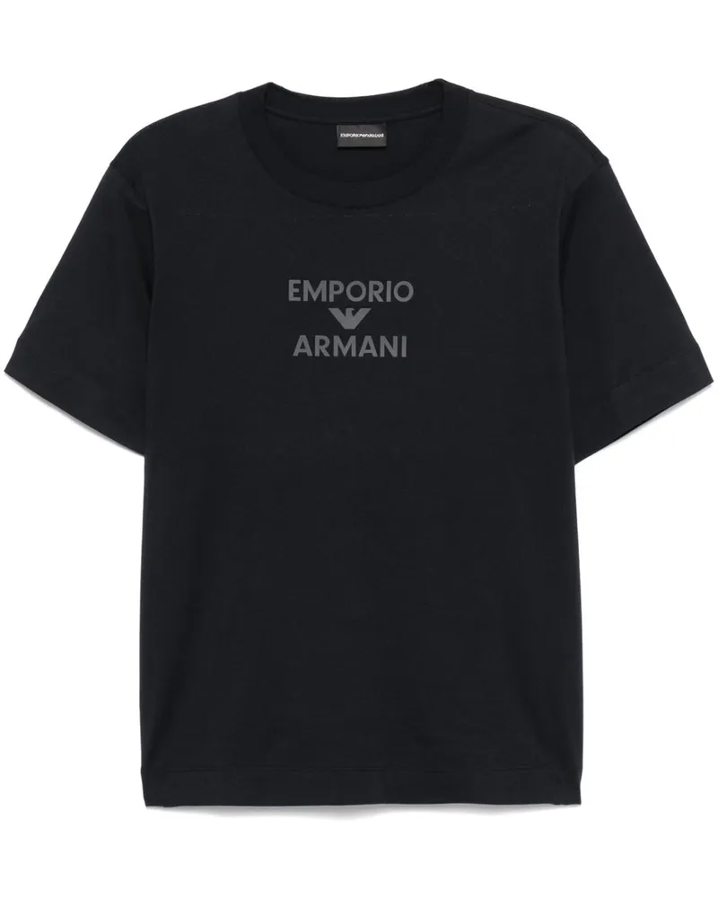 Emporio Armani Logo Baumwoll -T -Shirt Blue