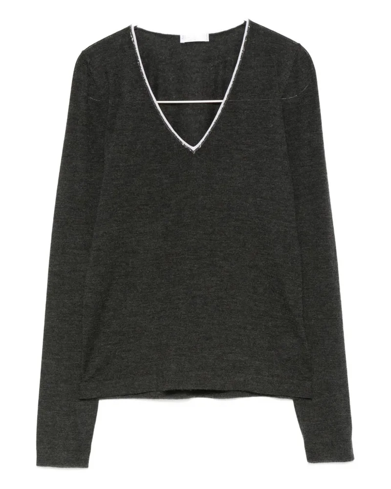 Brunello Cucinelli Kaschmir und Seiden gegen Nackenpullover Grey
