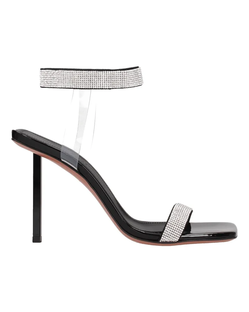Amina Muaddi Damens Sandalen Crystal Schwarz/Silber -