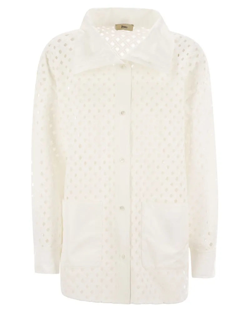 Herno Crochet Effect Hemd geschnittene Jacke White